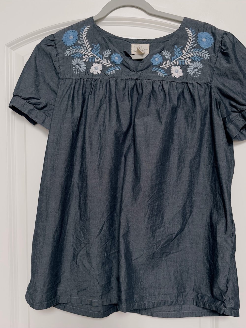 Levi's Navy Tunic Top with Blue & White Floral Embroidery - M